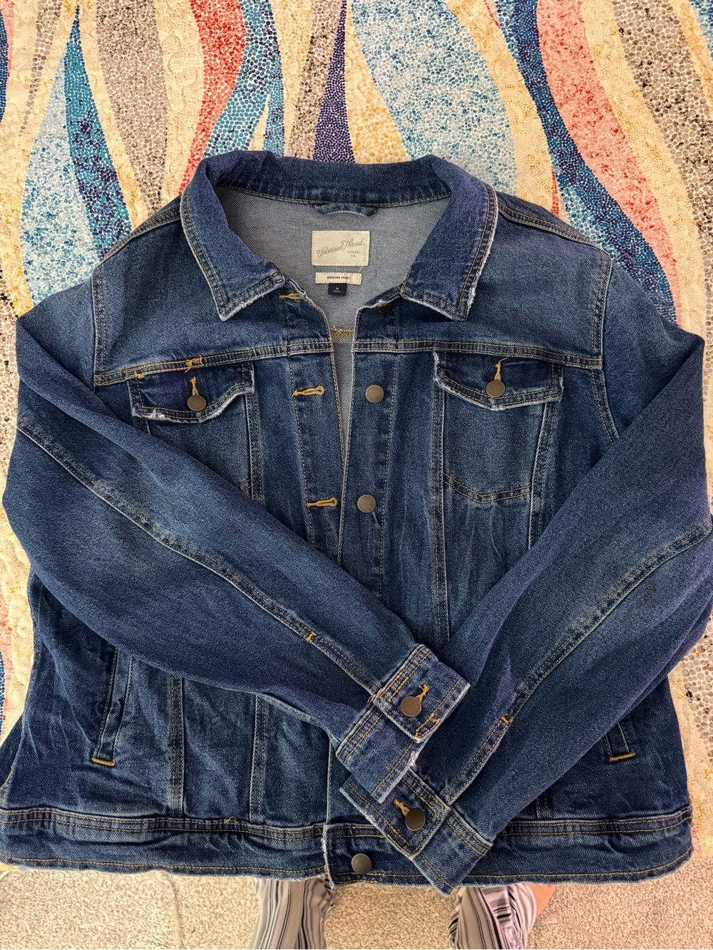 Vintage-Inspired Dark Blue Denim Jacket - Women's